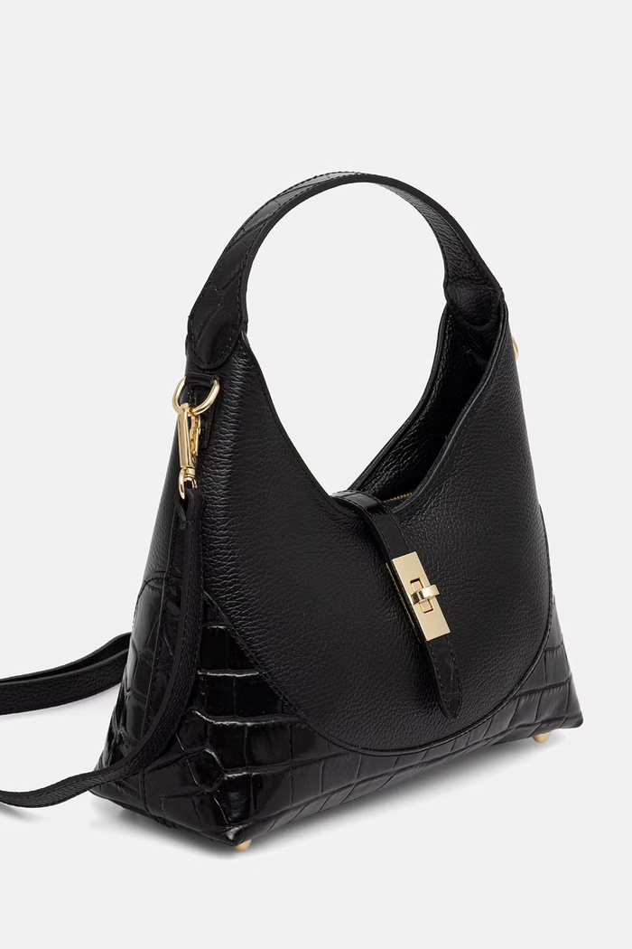 Answear.LAB torebka hobo damska skórzana a0094 czarny WA26