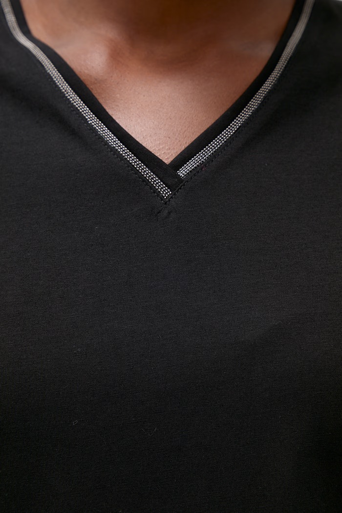 T-shirt damski z dodatkiem jedwabiu Answear.LAB czarny 328.isr
