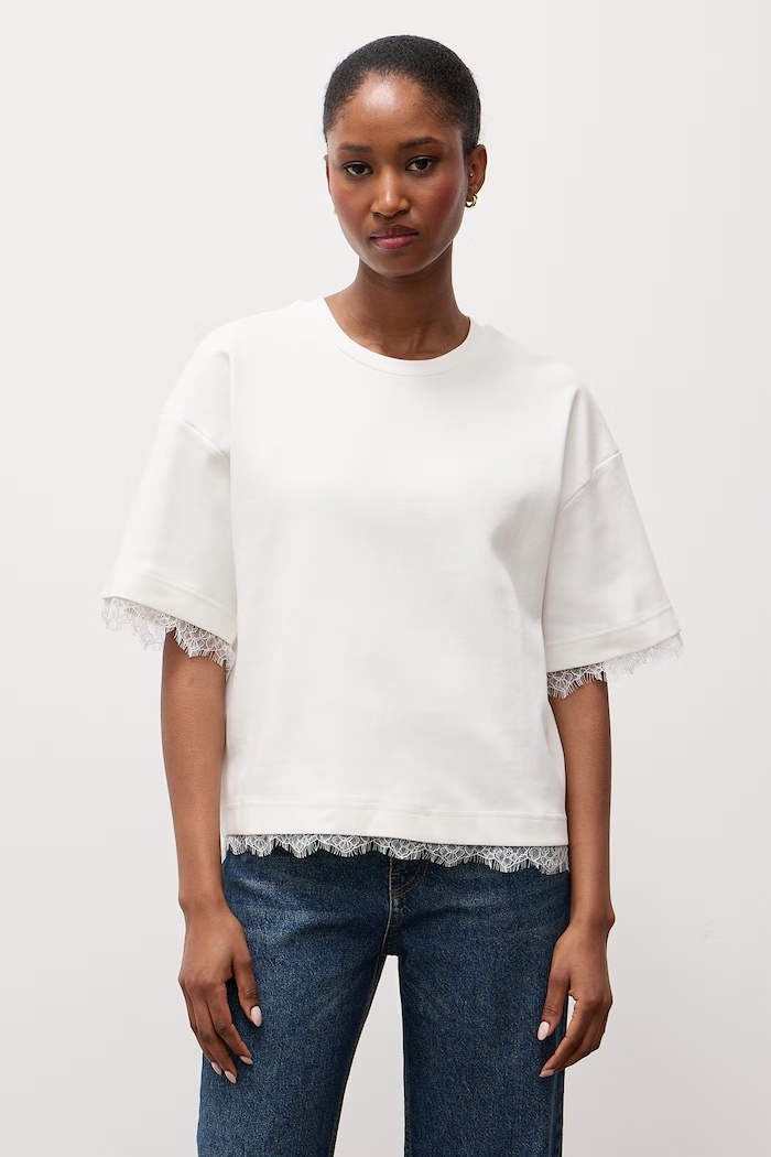 T-shirt damski bawełniany z elastanem Answear.LAB 32826.tok biały