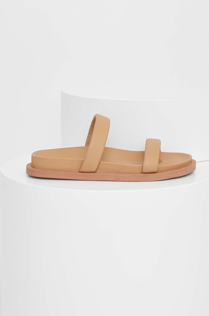 Answear Lab klapki skórzane płaski beżowy 2020.114
