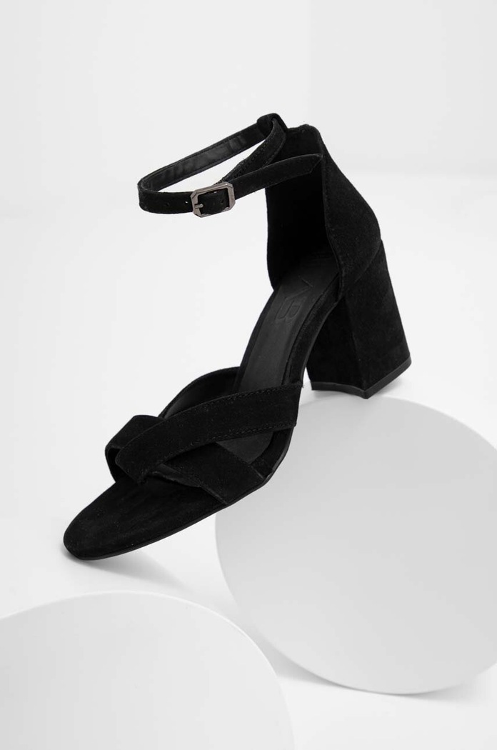 Answear Lab sandale din piele intoarsa gros negru 492.DB