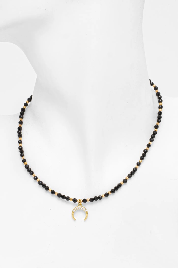 Answear Lab colier cu turmalină, realizat manual Lunula Answear.LAB negru WS25.AKD00D