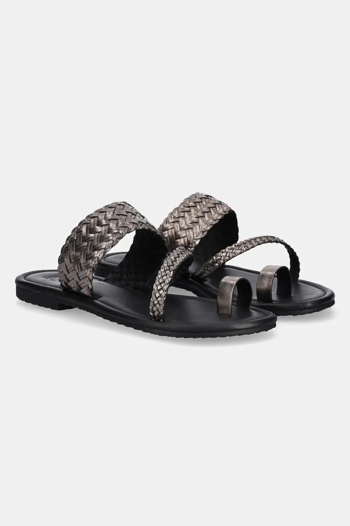 Answear.LAB ciabatte slide in pelle pelle fiore argento DA103