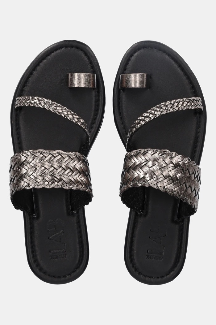 Answear.LAB ciabatte slide in pelle argento DA103