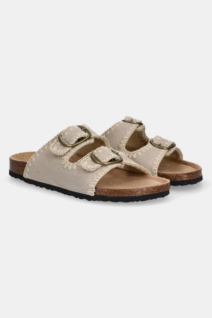 Answear.LAB klapki zamszowe płaski beżowy TX230807.4