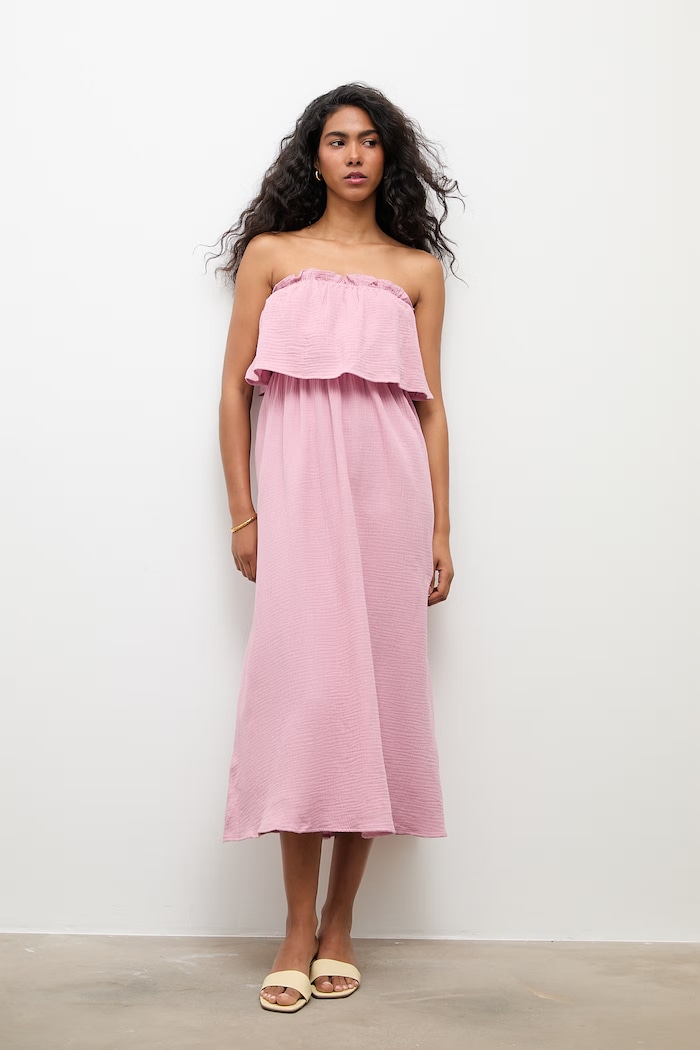Answear Lab rochie din bumbac midi roz 8870.p.flk