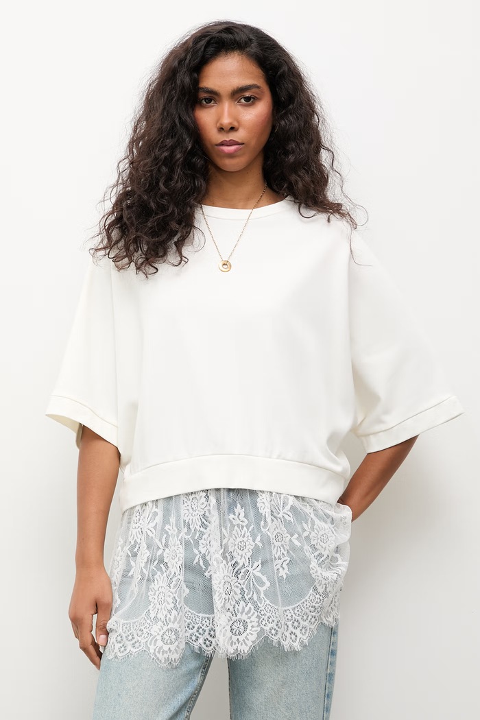 Answear.LAB bluza oversize damska z wiskozą biały BLS121.iak
