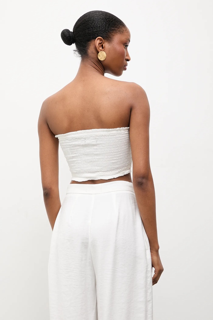 Oblečenie Answear.LAB Crop top dámsky s viskózou BUSTIER.hak biela