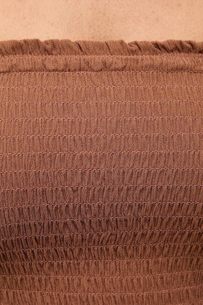 Answear.LAB crop top dámský s viskózou hnědá BUSTIER.hak