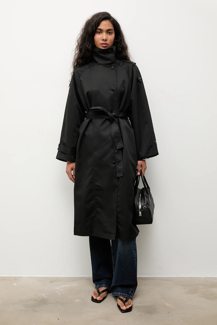 Answear.LAB palton cu captuseala negru 8695.FLK