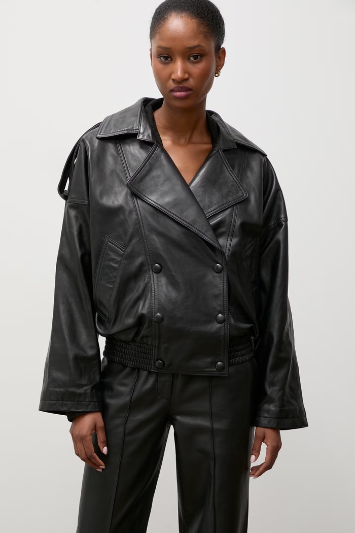 Answear.LAB jachetă pentru femei, din piele CHARLOTTE Unscripted Collection negru CHARLOTTE