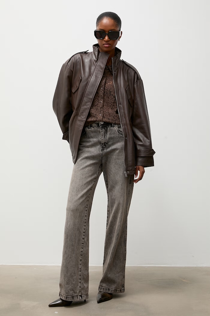 Кожено яке Answear.LAB ZEYA from the Unscripted collection ZEYA кафяв WS26