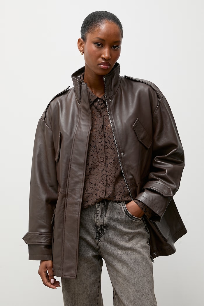 Кожено яке Answear.LAB ZEYA from the Unscripted collection ZEYA кафяв