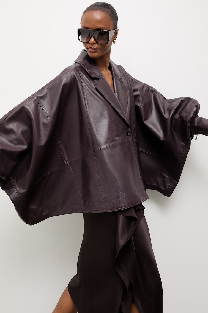 Answear.LAB Geacă oversize pentru femei, din piele BALO Unscripted Collection BALO burgundia WS26