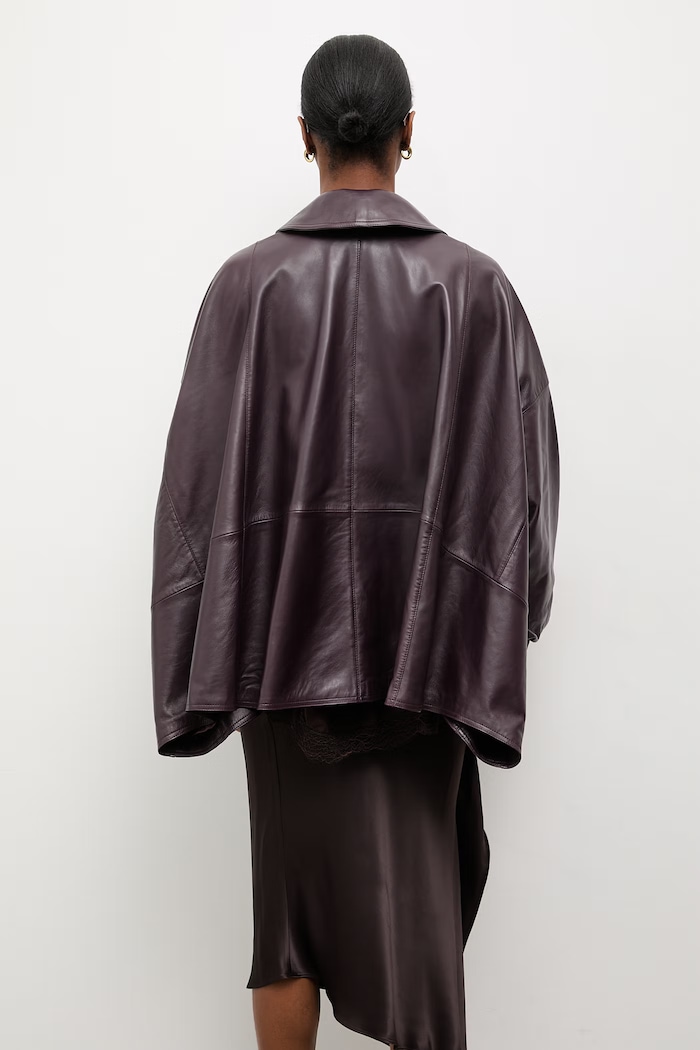 Îmbrăcăminte Answear.LAB Geacă oversize pentru femei, din piele BALO Unscripted Collection BALO burgundia