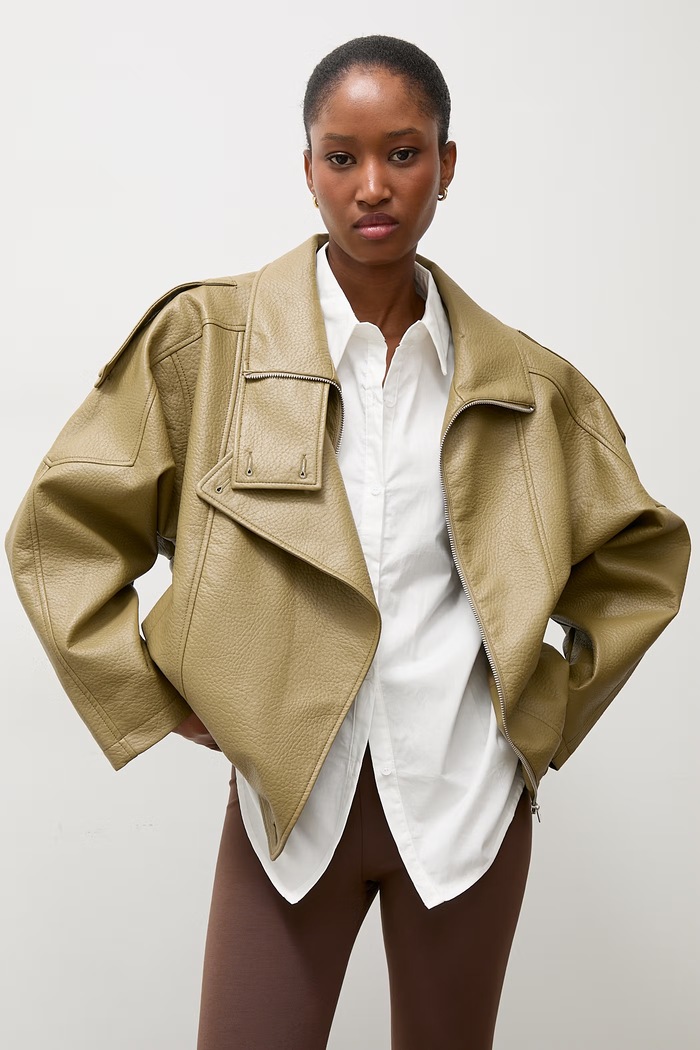 Answear.LAB kurtka oversize damska z imitacji skóry zielony 8822.FLK