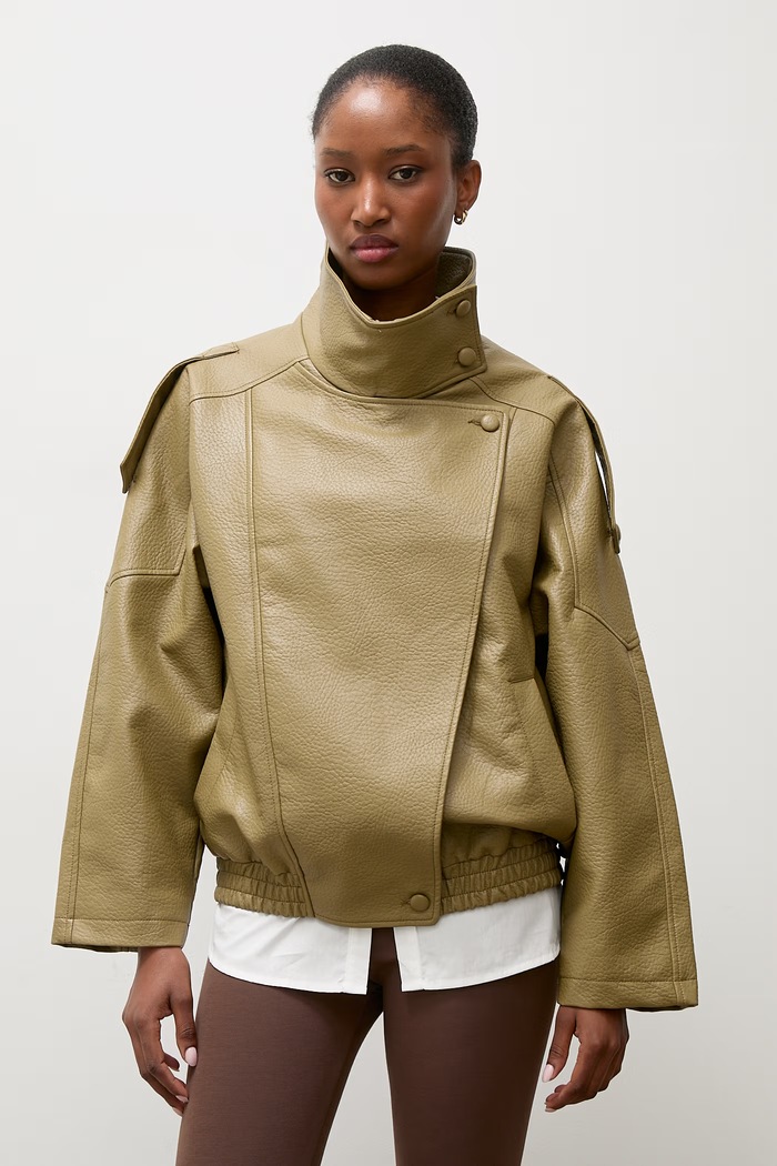 Answear.LAB kurtka oversize damska z imitacji skóry zielony 8822.FLK
