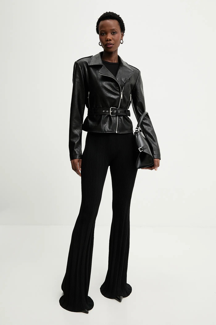 Biker jakna Answear.LAB S podlogo črna 3501.FLK