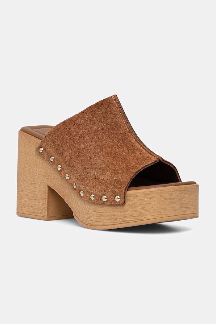 Обувки Answear.LAB Джапанки женски велурени 28151.tjk кафяв