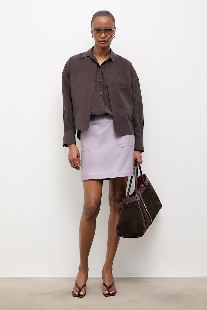 Answear.LAB Fustă din piele ANNA Unscripted Collection ANNA violet WS26