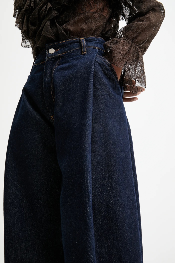 Answear.LAB дънки wide leg дамски SNG.1002.tok тъмносин