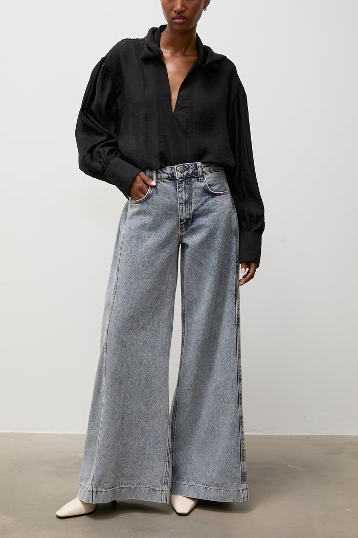 Answear.LAB jeansy wide leg damskie niebieski SNG.1003.tok