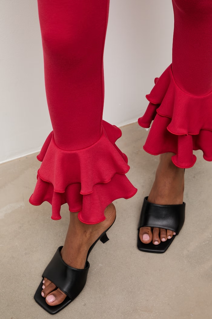 Answear.LAB legginsy damskie z bawełną czerwony WS26-SPD034
