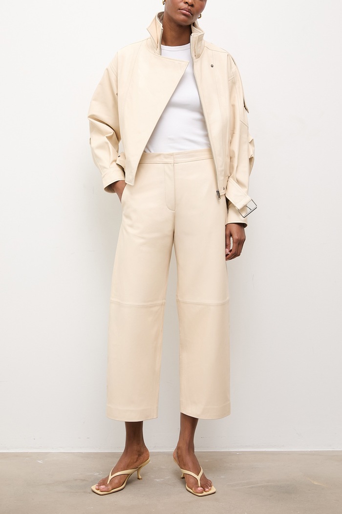 Answear.LAB pantaloni pentru femei, din piele MADELINE Unscripted Collection MADELINE bej WS26