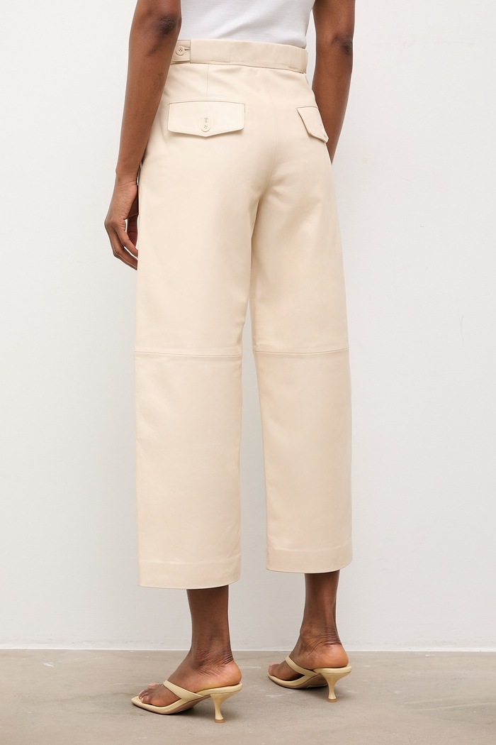 Answear.LAB pantaloni pentru femei, din piele MADELINE Unscripted Collection bej MADELINE