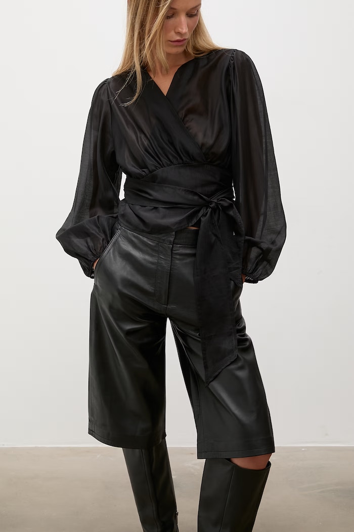 Answear.LAB pantaloni pentru femei, din piele MADDIE Unscripted Collection MADDIE negru