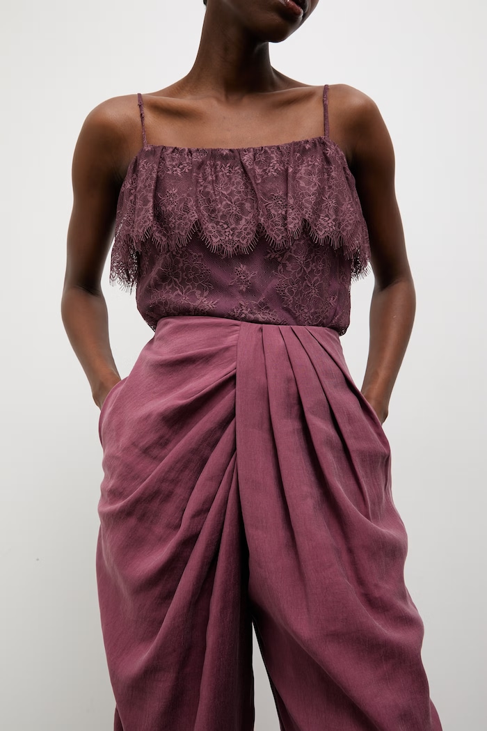 Answear.LAB pantaloni femei cu lyocell burgundia PM1569