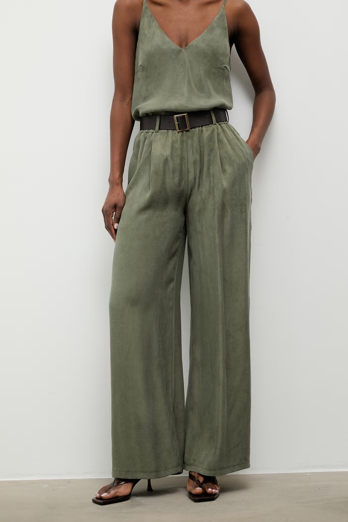Answear.LAB pantaloni pentru femei, din lyocell verde 95106.iak