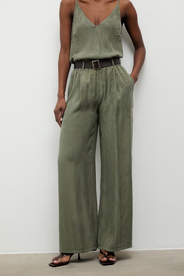 Answear.LAB pantaloni pentru femei, din lyocell verde 95106.iak