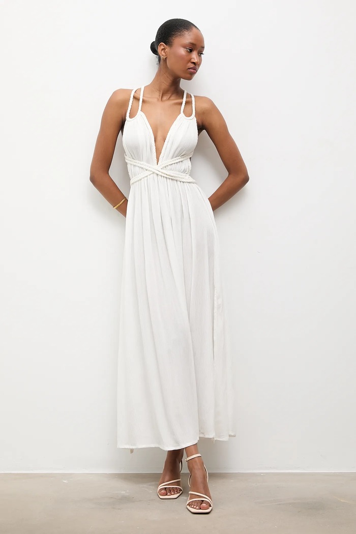 Φόρεμα από βισκόζη Answear.LAB casual λευκό Indira.hak
