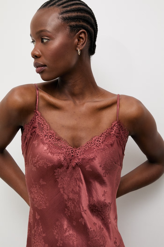 Answear.LAB sukienka bieliźniana z dodatkiem lnu pomarańczowy NewSlipDress.hak