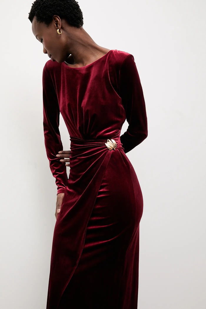 Answear.LAB rochie de catifea 58322.tok burgundia WS26