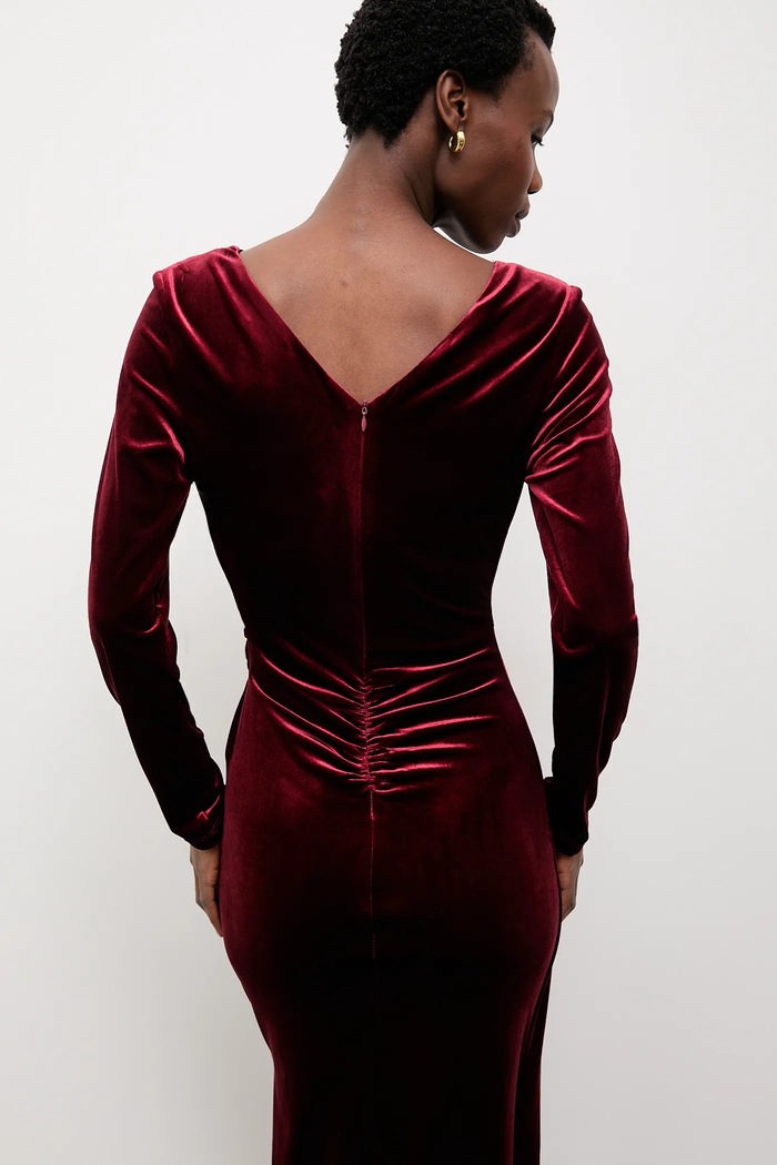 Answear.LAB rochie de catifea burgundia 58322.tok