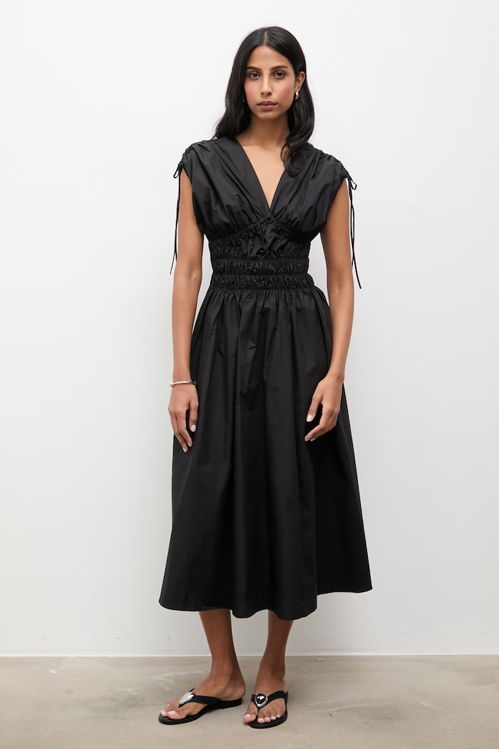 Answear.LAB rochie din bumbac midi negru ZY990.hak