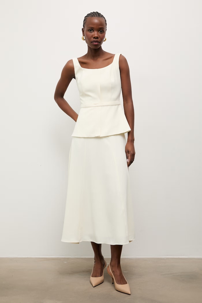 Answear.LAB rochie cu peplum bej EL3805