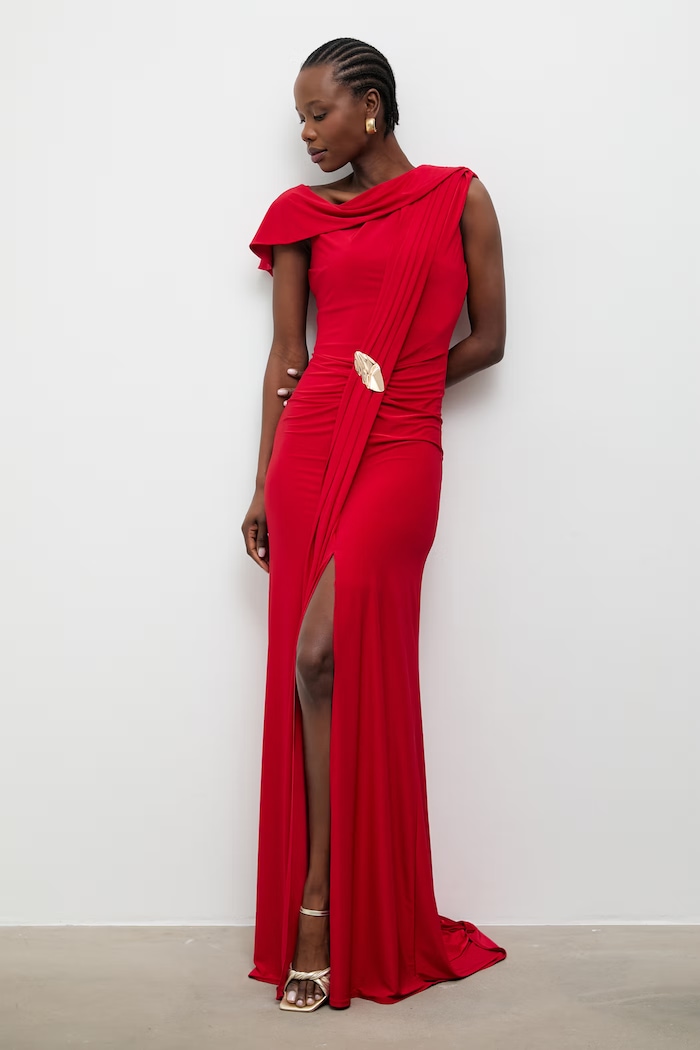 Answear.LAB rochie drapată rosu 58506.tok