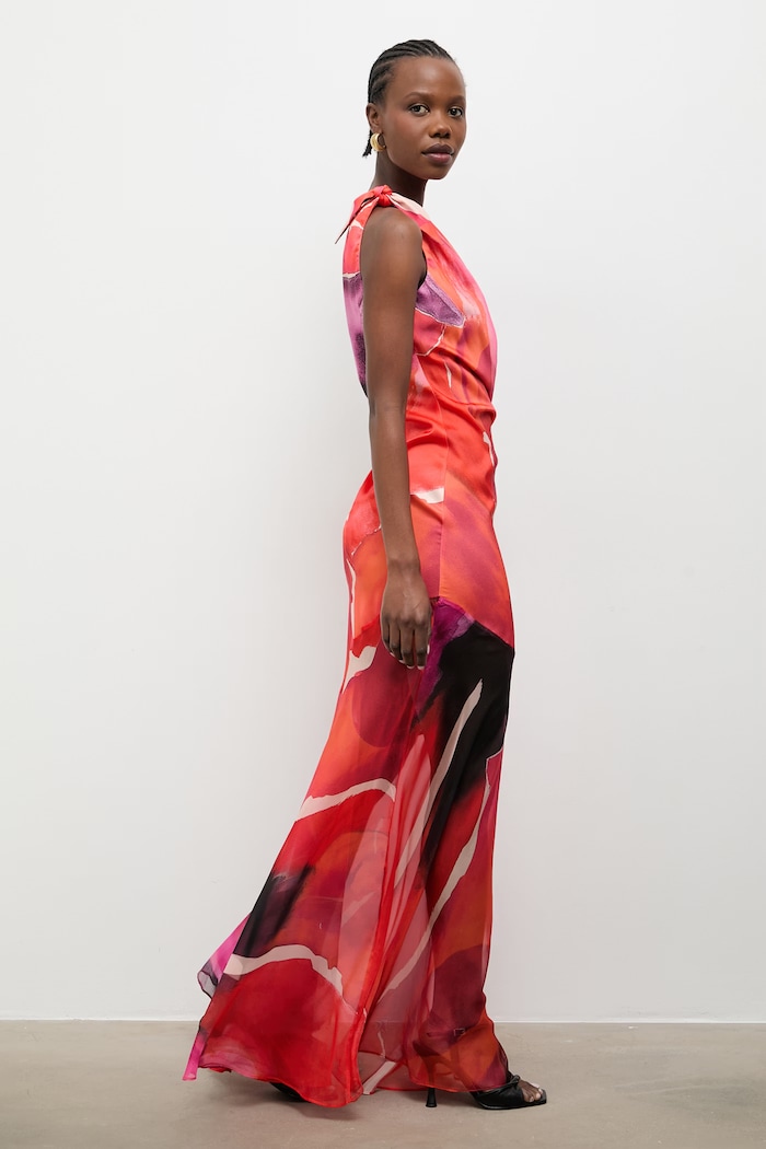 Answear.LAB rochie drapată portocaliu 58467.tok