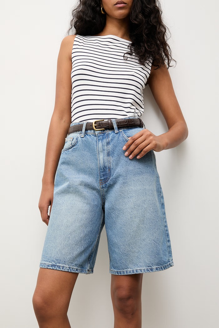 Answear.LAB bermude pentru femei, din denim albastru 8066.tok
