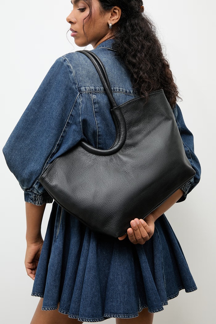 Answear.LAB geantă shopper pentru femei, din piele uni negru A00053.isr