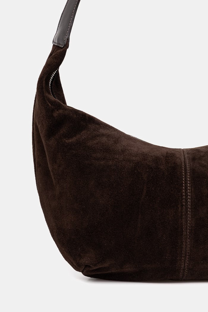 Answear.LAB Hobo bag pentru femei din piele întoarsă maro mbp109go3.isr