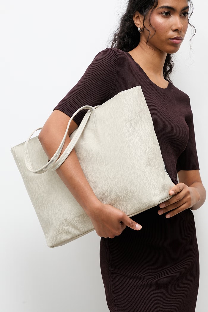 Answear.LAB geantă shopper pentru femei, din piele 755.podszewka.hak bej WS26