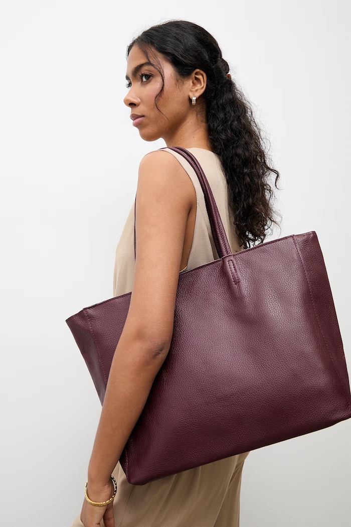 Answear.LAB geantă shopper pentru femei, din piele 755.podszewka.hak burgundia WS26