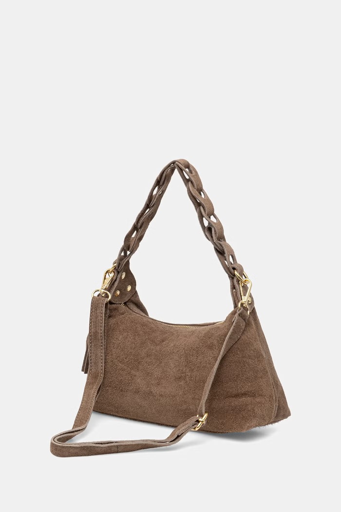 Doplnky Answear.LAB crossbody kabelka dámska semišová 1486.hak hnedá