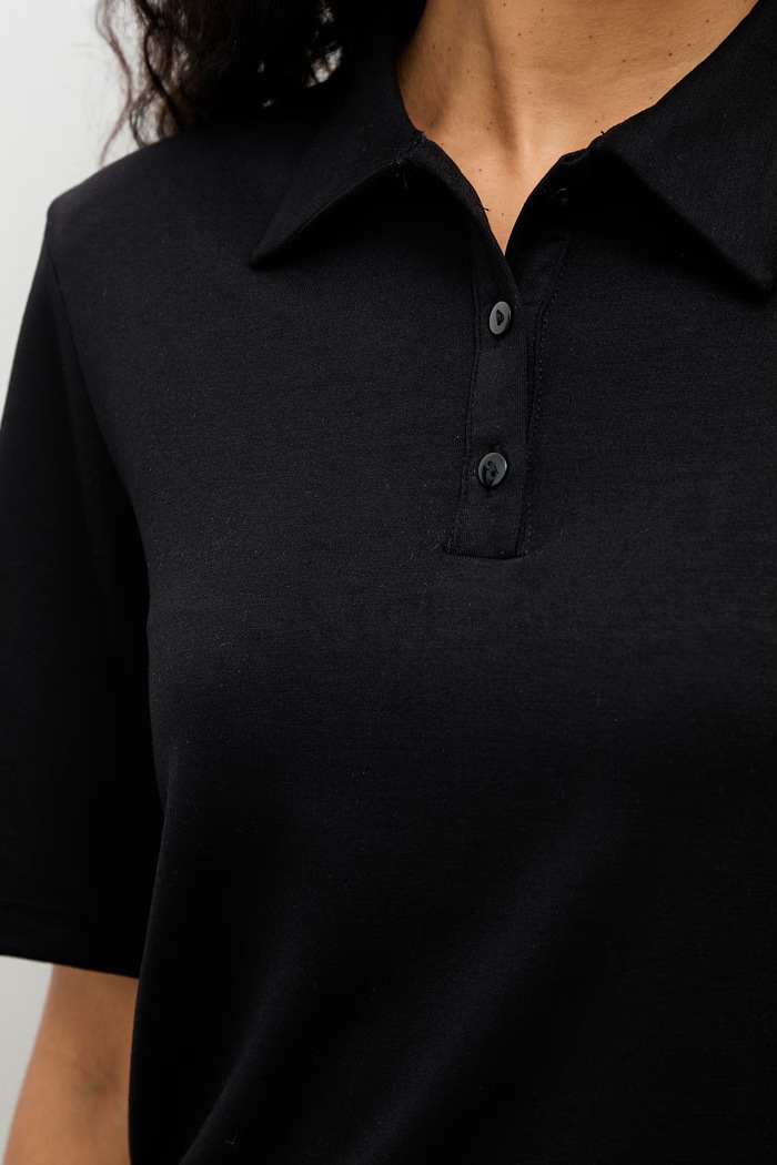 Answear.LAB polo pentru femei, cu vâscoză 71824.tok negru