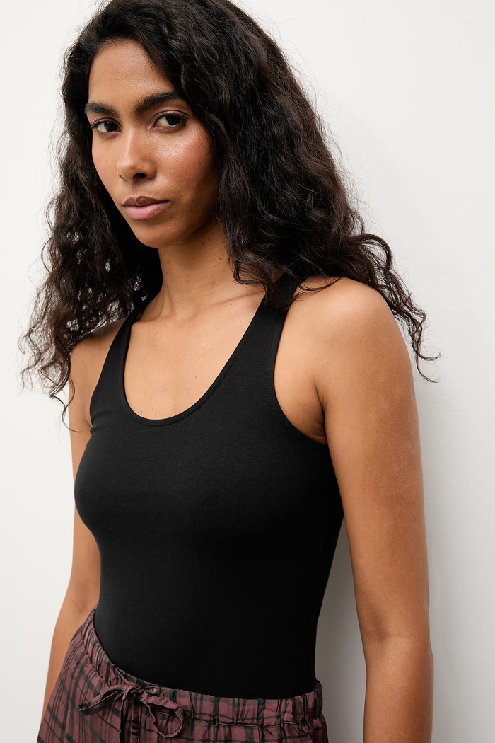 Answear.LAB top pentru femei, din bumbac cu elastan negru WS26-TSD021