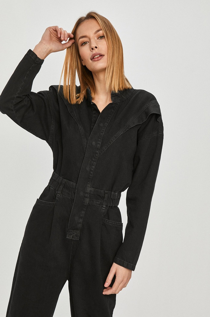 Answear Lab - Kombinezon jeansowy czarny PA4195.DA